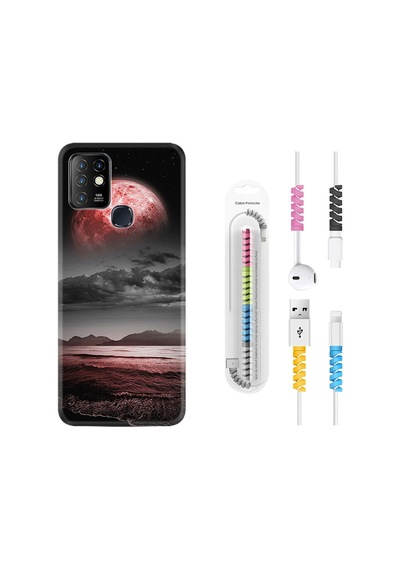 Infinix Hot 10 Kılıf Kablo Koruyuculu Red World 1836