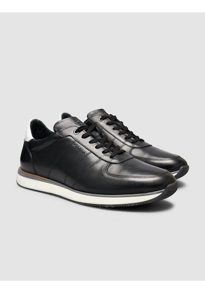 Cabani Hakiki Dana Deri Erkek Sneaker Light Tabanlı Konfor Ayakkabı Siyah