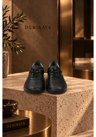 Derikaya Urban Erkek Siyah Delikli Yan Panel Detaylı Bağcıklı Sneaker