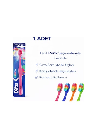 Difas Rainbow Orta Sert Diş Fırçası Medium 1adet