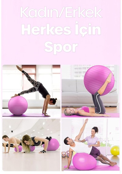 65 Cm Pilates Topu Ve Pompa Seti 155-170 Cm Boy İçin Uygun Dayanıklı Anti-slip