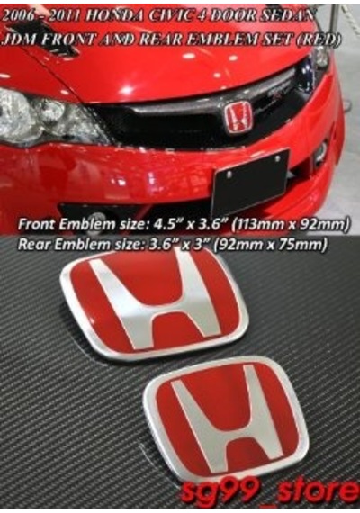Honda Civic 06-12 Fd6 Kırmızı H Arka Bagaj Logo-ön Panjur Logo