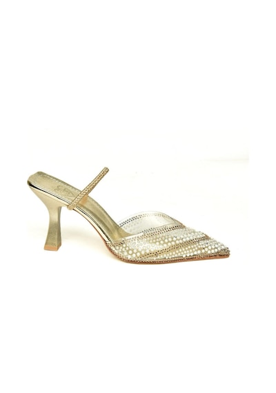 Fox Shoes U614277609 Altın İnci Detaylı Topuklu Ayakkabı Altın