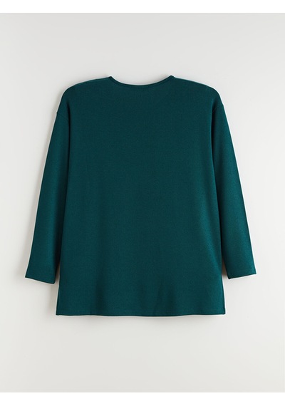 Lcw Everyday Yeşil Bisiklet Yaka Oversize Kadın Tişört