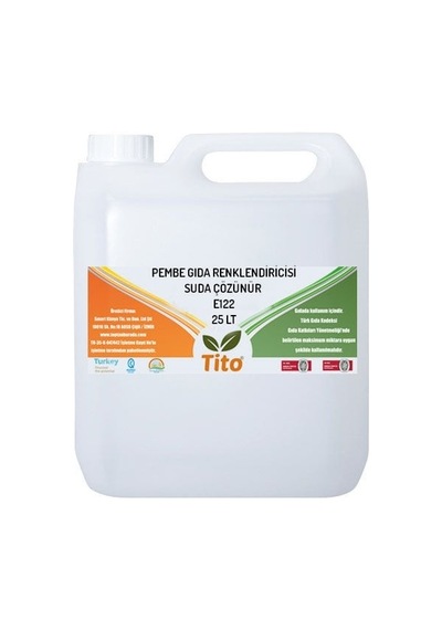 Pembe Gıda Renklendiricisi Sıvı Suda Çözünür E122 25 Litre
