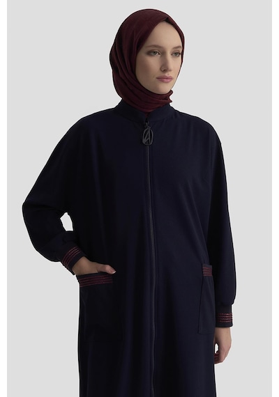 Armine Trend Kolları Ribanalı Boydan Fermuarlı Cepli Giy Çık Lacivert 25kt557