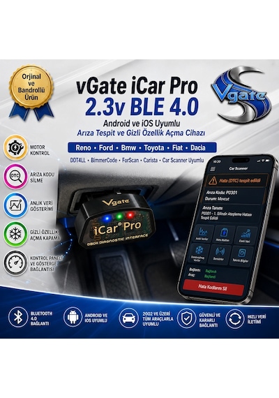 İcar Pro Ble 4.0 Reno Bmw Ddt4all Bimmercode Uyumlu Arıza Tespit Ve Gizli Özellik Açma Cihazı İos Android