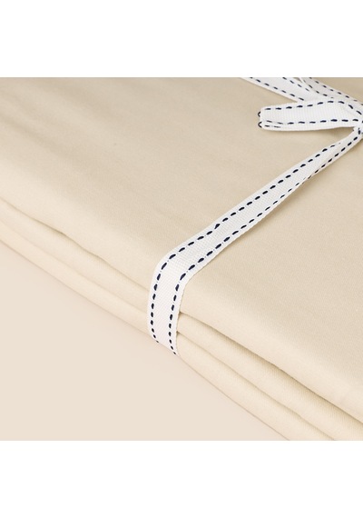 Soft Basic Çift Kişilik Düz Kenar Saten Çarşaf - Bej - 240x260 Cm Çok Renkli