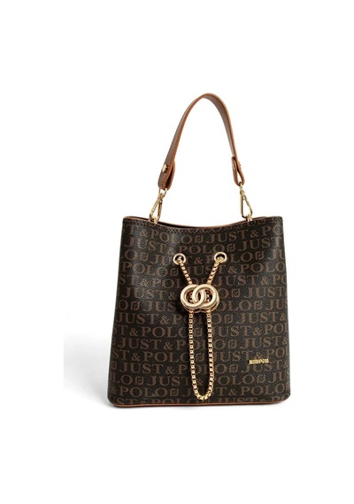 Just Polo Kadın Kahve Camel Monogram Desenli Mıknatıslı Çıtçıt Kapama El Ve Omuz Çantası Mh4031mh Kahve Camel