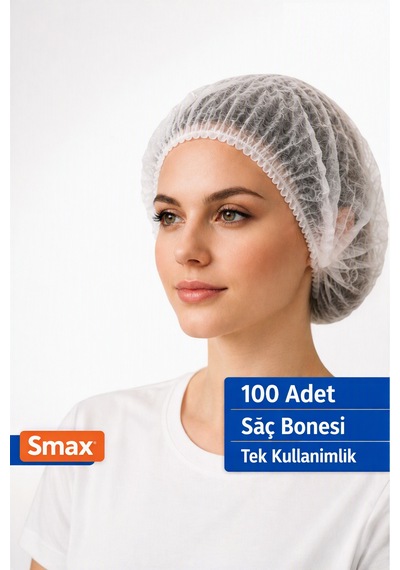 Saç Bonesi Bone Beyaz Tek Kullanımlık 100 Lü Paket Medikal Bone Tek Kullanımlık Saç Bonesi 100 Lü