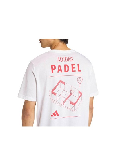 Adidas Padel Cat Erkek Beyaz Yuvarlak Yaka Tişört Beyaz