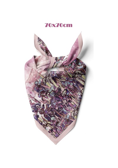 Süsen Bahçesi Pudra Desen 70 70cm Bandana/fular Çok Renkli