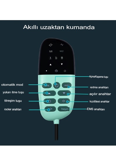 Titreşim Bel Traksiyon Cihazı Termal Terapi Fonksiyon Derin Doku   Sırt Masaj Aleti Turkuaz