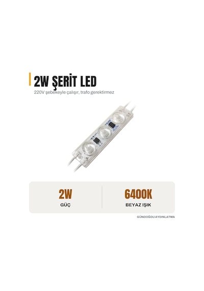 Cata 2w Tak Çalıştır 220v Modül Led 6400k Beyaz Işık 10& 8217 Li Paket - Ct-4593b-10