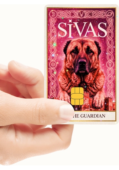 Sivas - The Guardian Pembe Kart Kaplama Sticker Kart Etiketi Yüksek Kaliteli Hologramlı Baskı