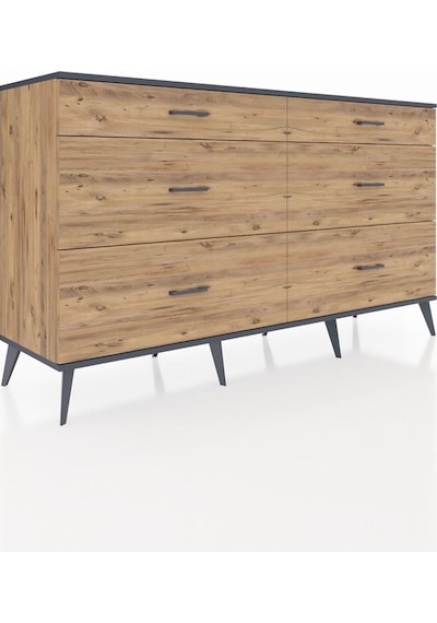 Hyperion Konsol 6 Çekmeceli 176x44x99 Çam-antrasit/çam Çam-antrasit/çam