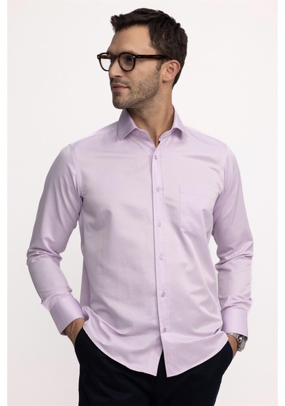 Tudors Klasik Fit Rahat Kesim Düz Erkek Gömlek-23073-Pembe