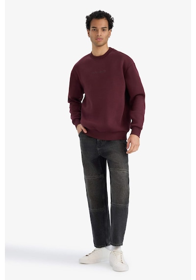 Defacto Boxy Fit Bisiklet Yaka İçi Yumuşak Tüylü Baskılı Sweatshirt X8282az25aubr230 Bordo-br230