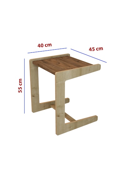C Tipi Ergonomik Koltuk Kenarı Laptop & Kahve Sehpası - Servis Sehpası Ahşap