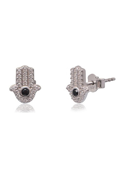 Cosar Silver 925 Ayar Zirkon Taşlı Küpe Rodaj Kaplama