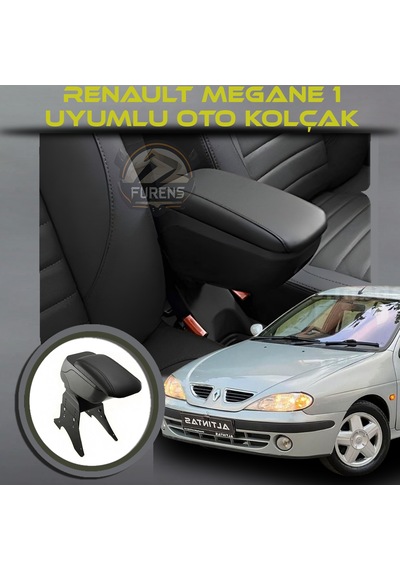 Renault Megane 1 Uyumlu Kol Dayama Ve Kolçak Sürgülü Bardaklıklı Ayarlanabilir Siyah Deri
