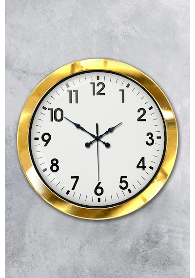 36 Cm Gold Metal Standart Duvar Saati Çok Renkli