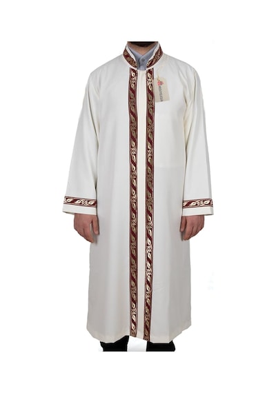 Bordo İşlemeli Sırmalı İmam Cübbesi - Krem