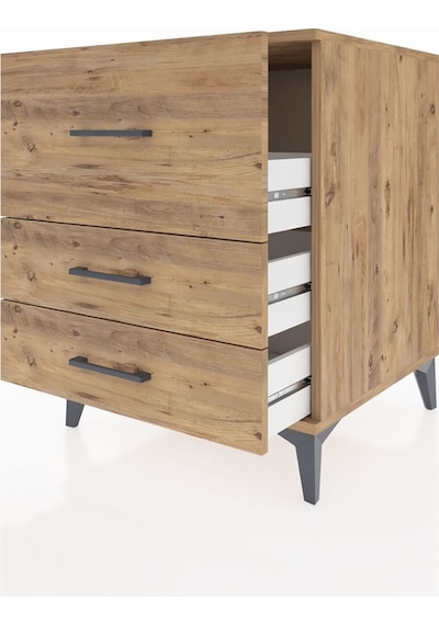 Kronos Komodin 3 Çekmeceli 60x59x80 Çam-çam Çam