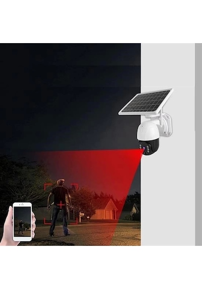 Solar Panelli Su Geçirmez Gece Görüş Destekli Kablosuz Bağlantılı Güvenlik Kamerası Lisinya