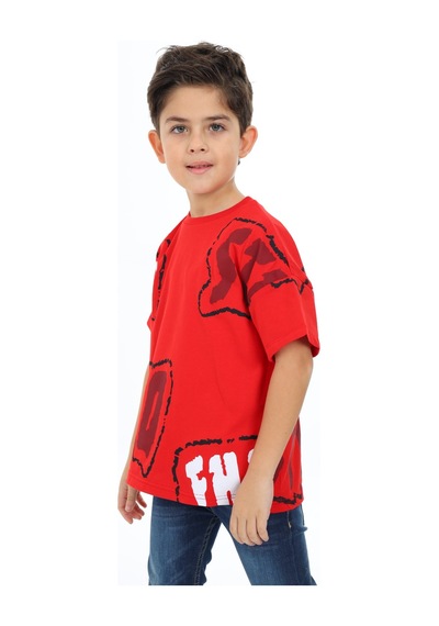 Toontoy Kids Toontoy Erkek Çocuk Stpo Baskılı Tişört Kırmızı