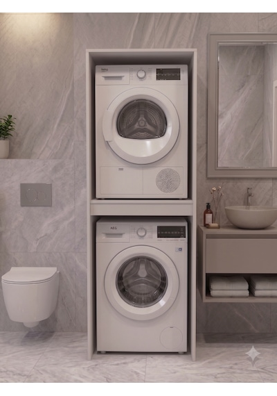 Netto Çamaşır & Kurutma Makine Dolabı Çok Amaçlı Dolap Banyo Dolabı Beyaz