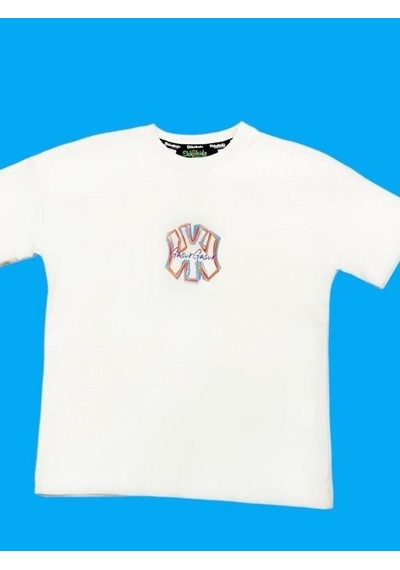 Ekkokids Erkek Çocuk Ny Baskılı Tshirt-14541 Beyaz