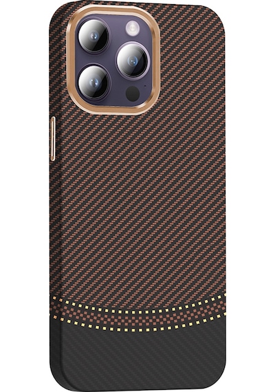 Rba Aksesuar Apple Uyumlu iPhone 14 Pro Max Kılıf M-safe Şarj Özellikli Karbon Fiber Görünümlü Rba Gros Kapak - Siyah-laciver Çok Renkli