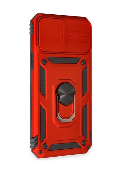 Apple Uyumlu   iPhone 12 Pro Max Kılıf Pars Lens Yüzüklü Silikon - Kırmızı