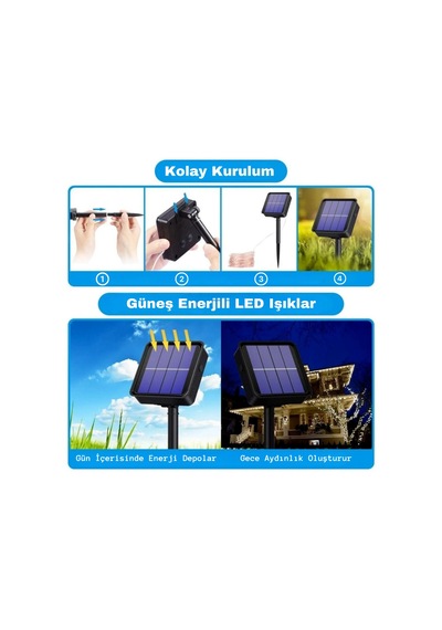 Techtic Noel Yılbaşı Ağacı Işığı Solar 100 Led Güneş Enerjili Ip6
