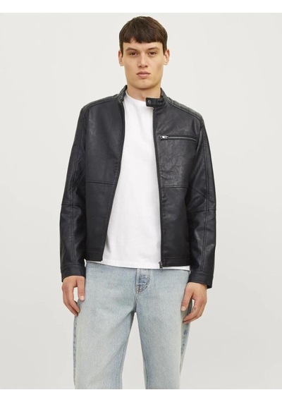 Jack & Jones Jack&jones 12261196 Jjedylan Pu Bıker Jacket Black Erkek Ceket Siyah