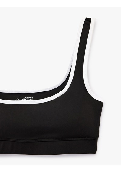 Koton U Yaka Kolsuz Slim Fit Biyeli Sporcu Sütyeni Siyah 6sak30175nk