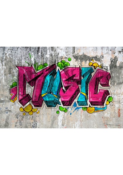Müzik Yazılı Graffity Tarz Duvar Kağıdı