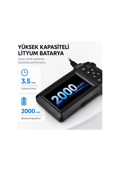 20 Metre Kendinden Ekranlı Çift Kameralı Endoskop Yılan Kamera Full Hd Tesisat Kamerası