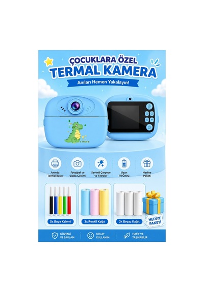 Robeve Termal Baskılı Anında Baskı Özellikli Çocuk Kamerası