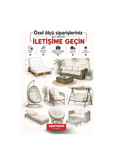 Xpermate Bisküvi Minder Petek Önü Fransız 45x45x14 Mavi