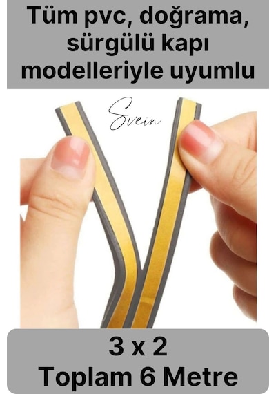 1. Sınıf Gri Kapı Pencere Soğuk Toz Geçirmez İzolasyon Fitili Yapışkanlı Isı Yalıtım 2x3 6 Mt Diğer
