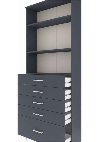Arges Dolap 3 Raflı 5 Çekmeceli 88x30x221 Antrasit-antrasit Antrasit