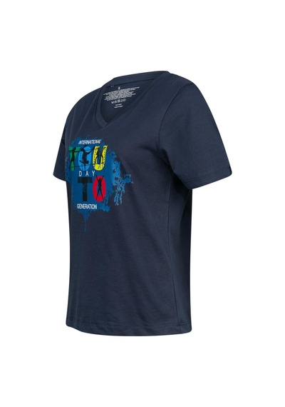 2as Alone Baskılı V Yaka Kadın T-shirt 403 Lacivert