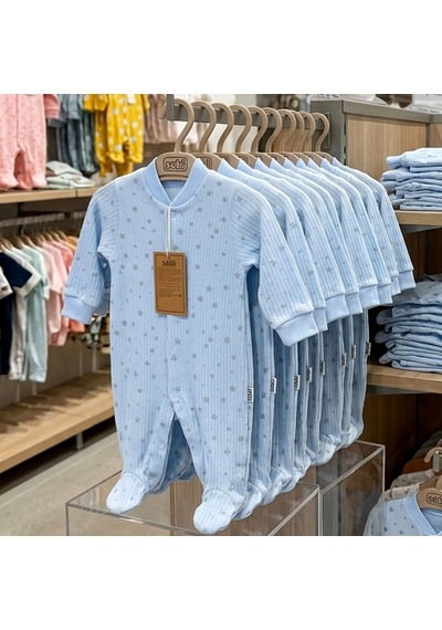 Sebi Bebe Yıldızlı Patikli Tulum 1131 Mavi