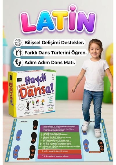 Haydi Dansa Latin Dans Matı 130x70 Cm Adım Adım Eğitici Geleneksel Dansı Öğretim Oyunu