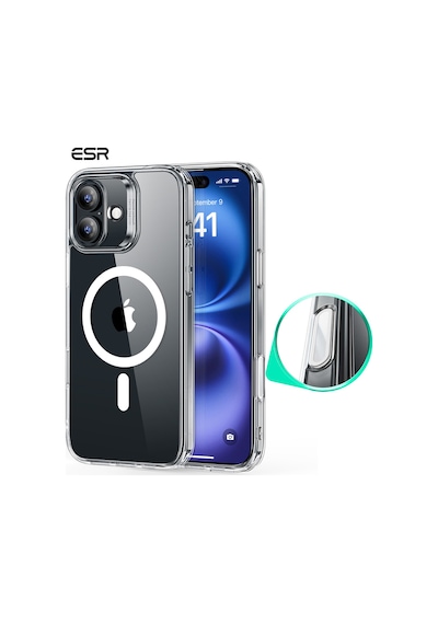 Esr Apple Uyumlu iPhone 16 Plus Halolock Magsafe Classic Hybrid Silikon Kılıf Şeffaf - Kamera Kontrol Buton Şeffaf