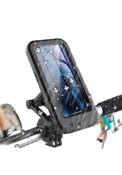 Motosiklet Bisiklet Su Geçirmez Manyetik Telefon Tutucu Gidon Navigasyon Kılıfı Siyah