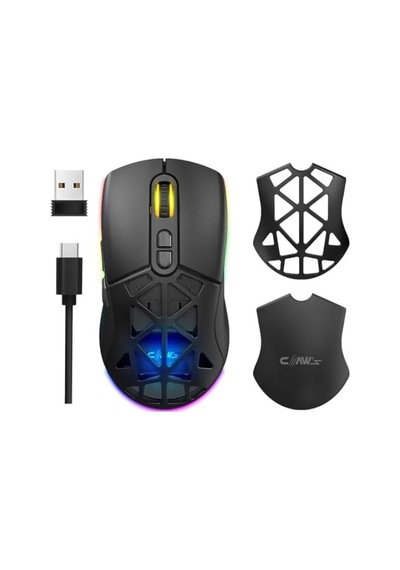 Nexus Air Kablosuz 10000 Dpi Pixart Pmw3325 Sensör Makro Yazılımlı & Değiştirilebilir Kapaklı Rgb Kablosuz Gaming Mouse - Siyah