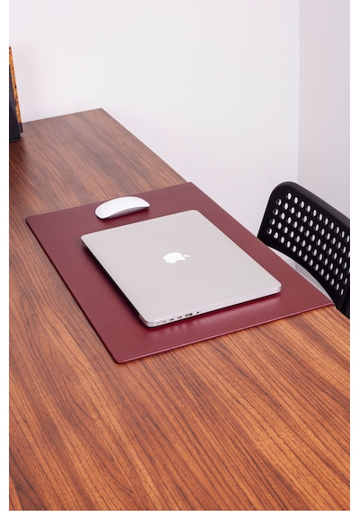 Turgut Office Deri Masa Sümeni Bordo Kenar Korumalı 60 x 40 CM